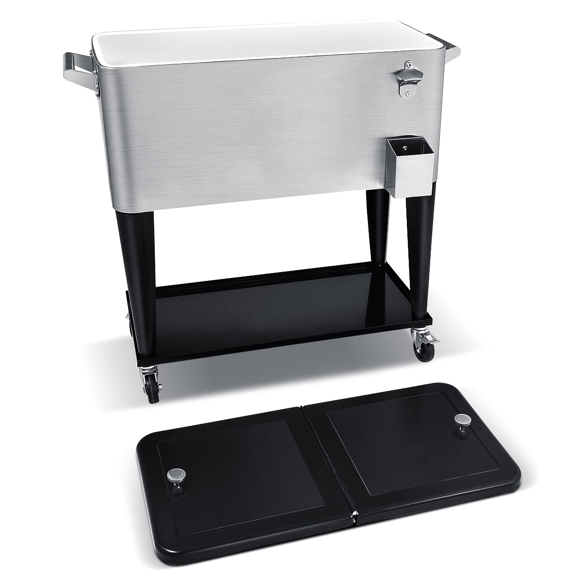 76L Bar Party Drink Ice Bucket Trolley Car Cooler for Outdoor Patio Pool