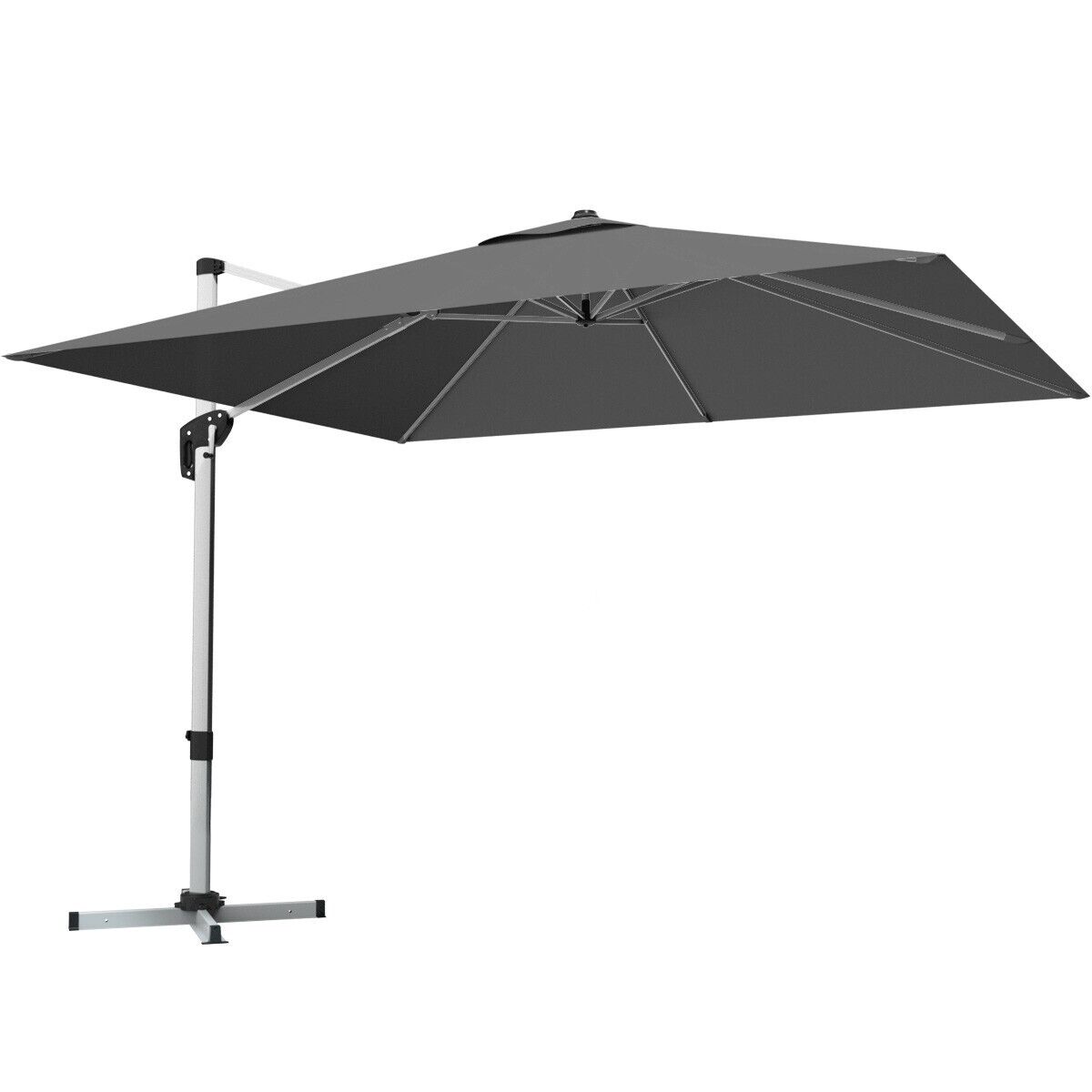 3m Cantilever Garden Parasol with Tilted Design and 360° Rotation-Grey