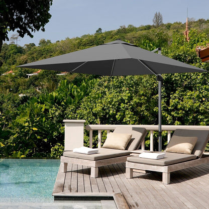 3m Cantilever Garden Parasol with Tilted Design and 360° Rotation-Grey