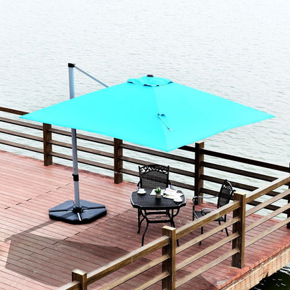 3m Cantilever Garden Parasol with Tilted Design and 360° Rotation-Turquoise