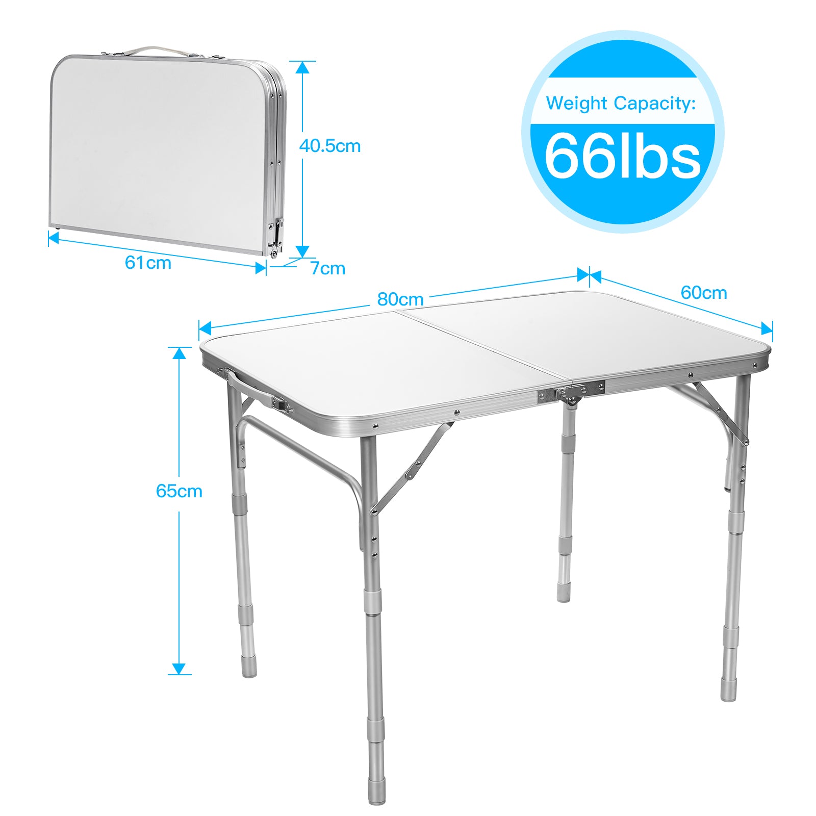 Aluminum Folding Camping Table with 3 Adjustable Positions