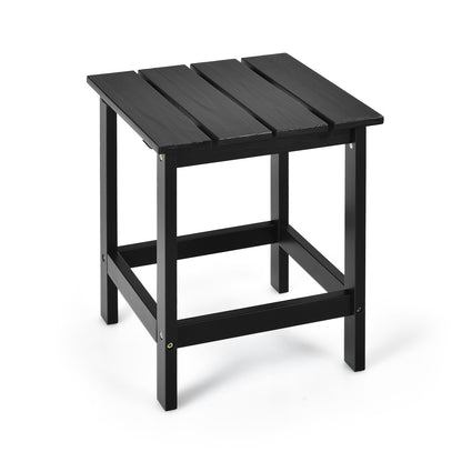Square Wood Patio End Table with Slatted Design for Balcony Lawn-Black