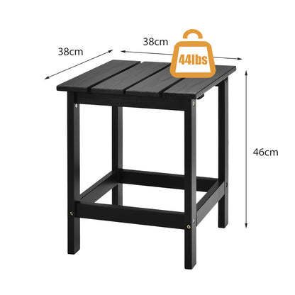 Square Wood Patio End Table with Slatted Design for Balcony Lawn-Black
