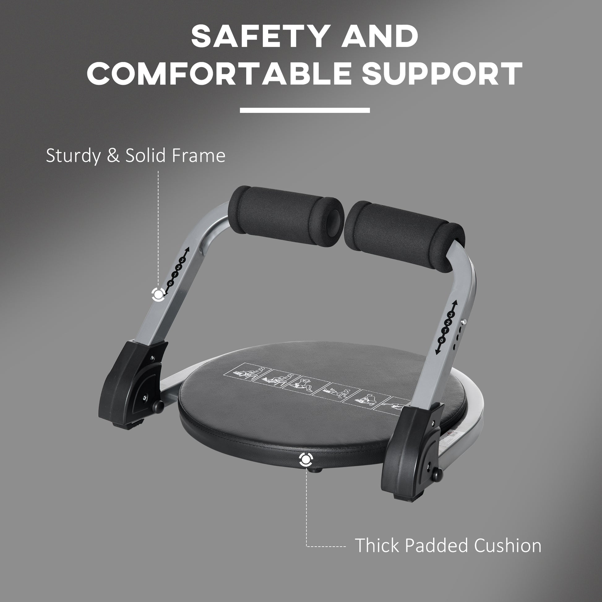 HOMCOM Abs Trainer, Ab Machine, Abs Workout Equipment, Whole Body Exercise Equipment for Home Gym