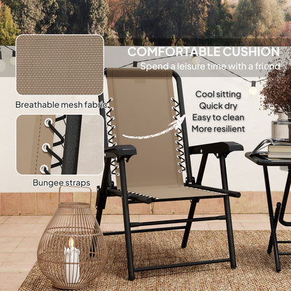 Outsunny Three-Piece Garden Table and Chair Set - Khaki