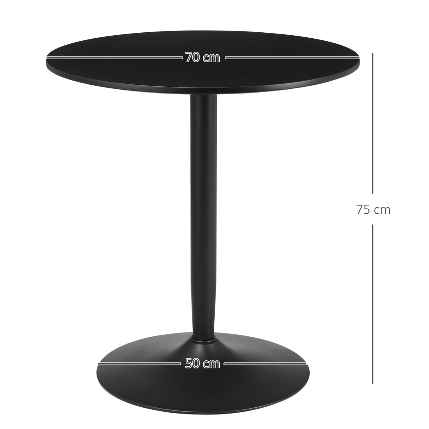 HOMCOM Round Dining Table, Modern Dining Room Table with Steel Base, Non-slip Foot Pad, Space Saving Small Dining Table, Black