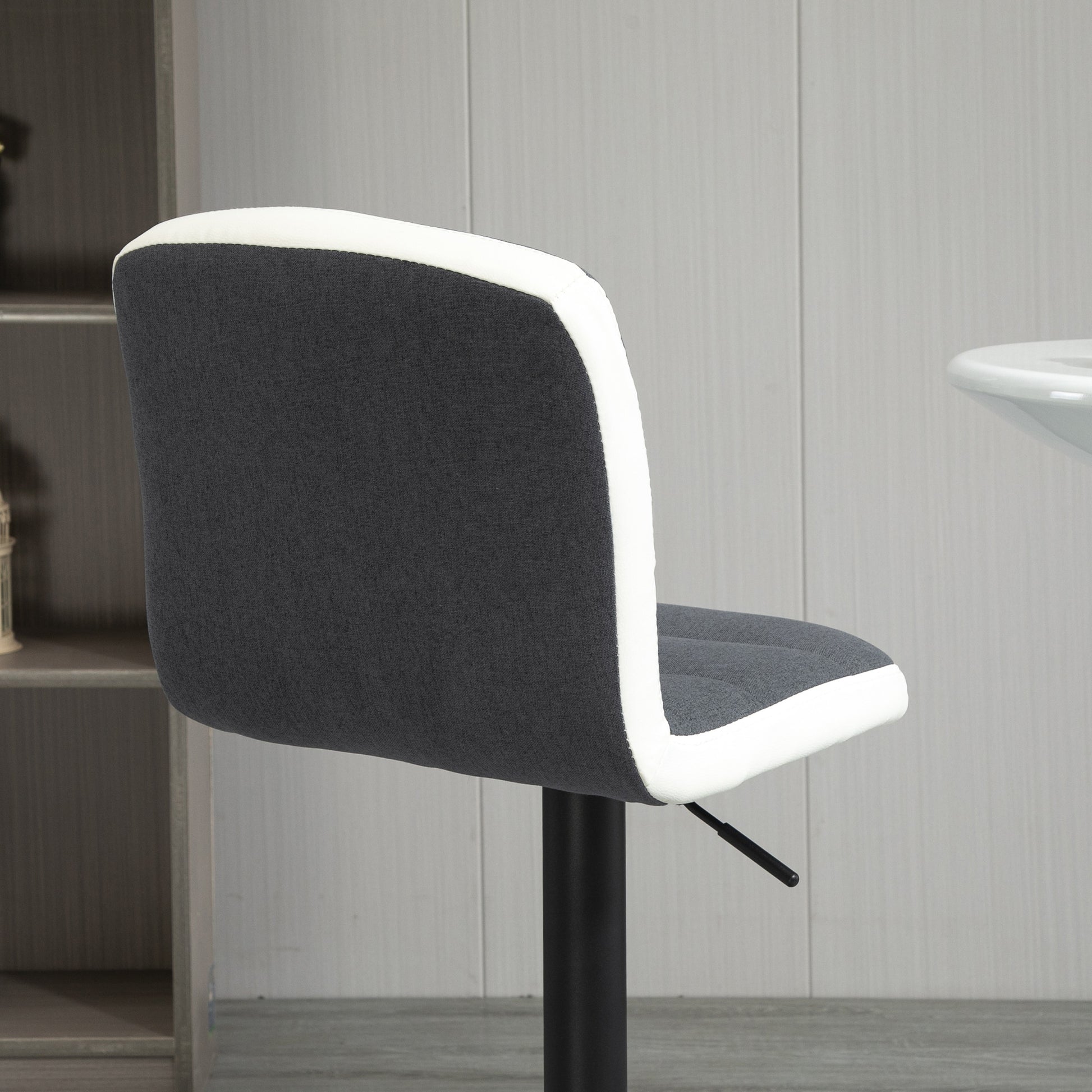 HOMCOM Bar stool Set of 2 Armless Adjustable Height Upholstered Bar Chair with Swivel Seat, Dark Grey