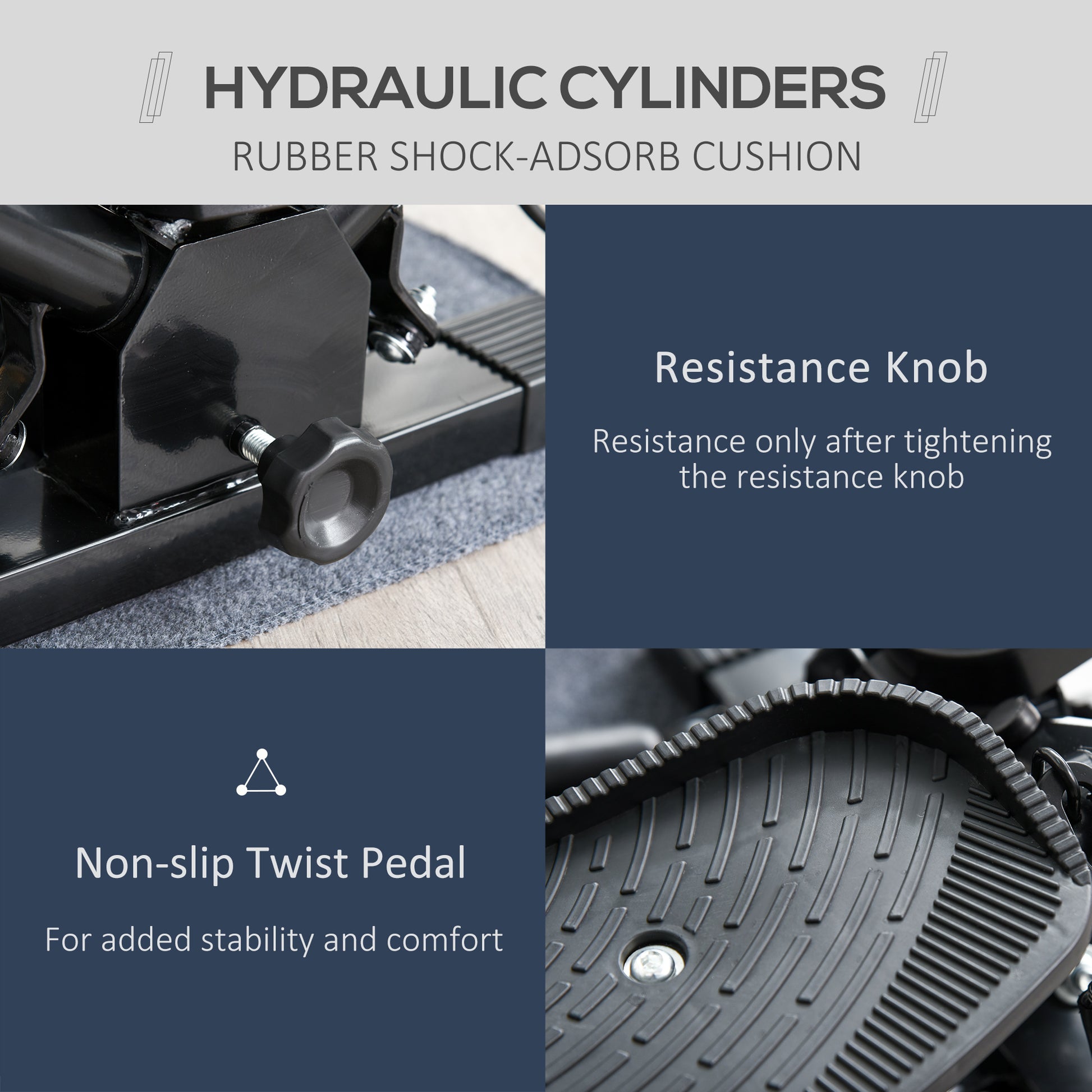 HOMCOM Mini Stepper Exercise Stepper Machine Legs Arms Thigh Toner Toning Machine Workout Training Fitness Stair Steps New Black