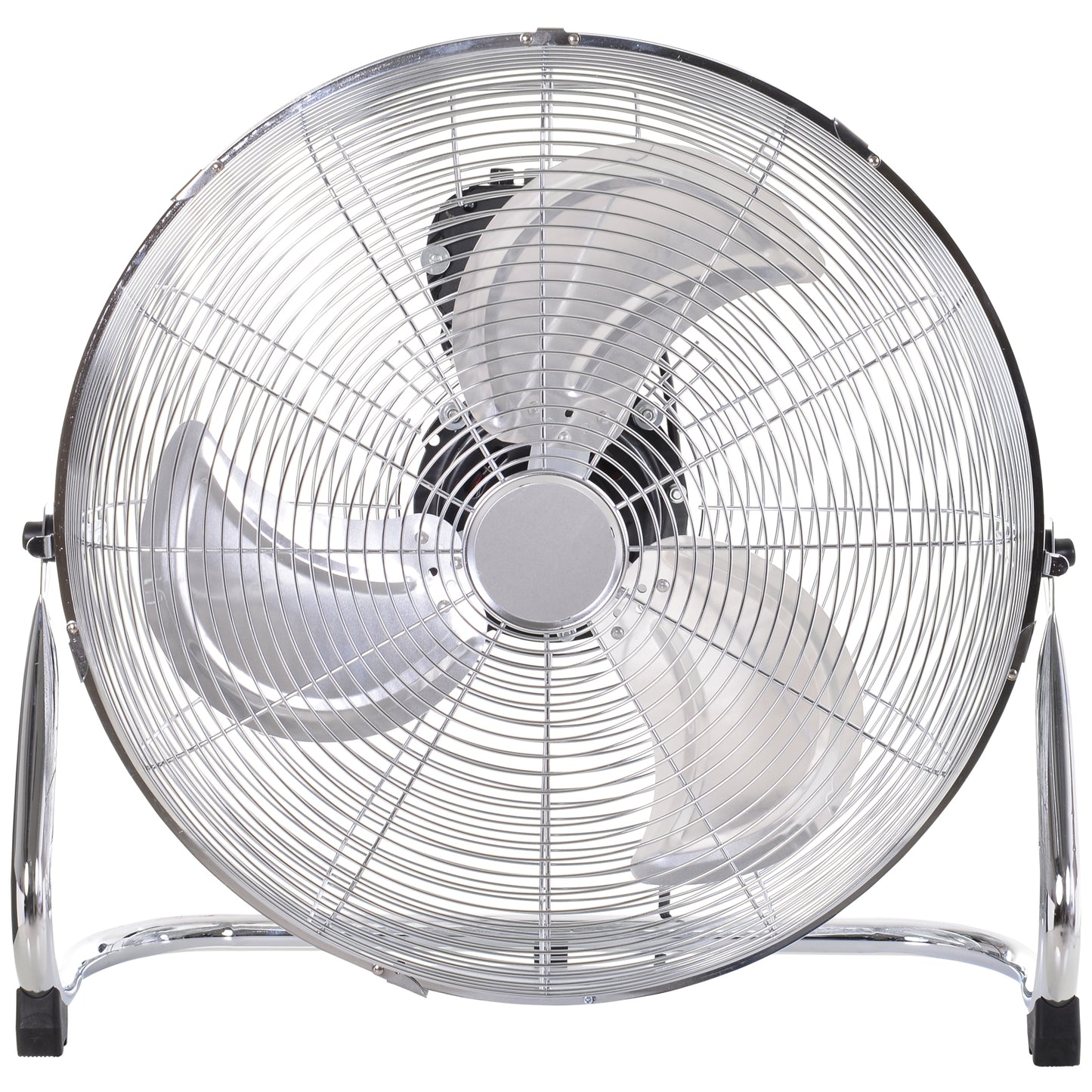 HOMCOM 20" Chrome Metal Floor Standing Fan with Tilting, High Velocity, 3 Speed, Portable Gym Fan for Home Office, Silver