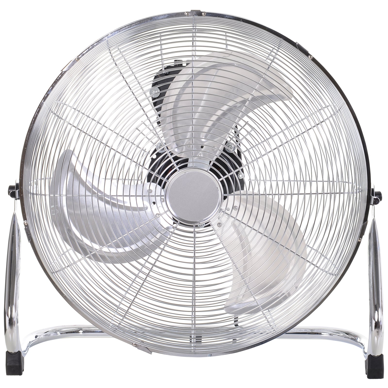 HOMCOM 20" Chrome Metal Floor Standing Fan with Tilting, High Velocity, 3 Speed, Portable Gym Fan for Home Office, Silver