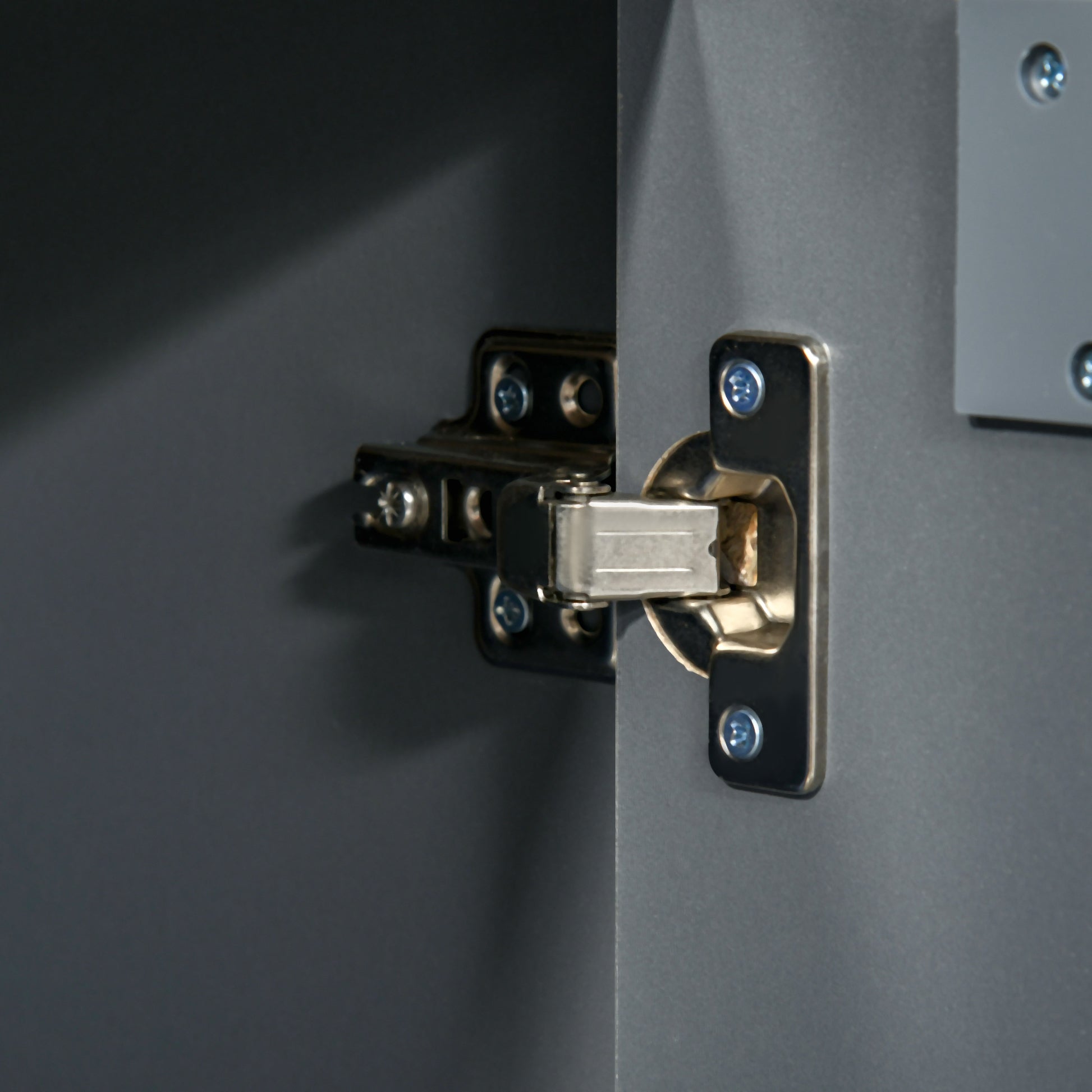 HOMCOM High Gloss Computer Desk with Drawers, Modern Writing Workstation with Storage Cabinet, PC Study Table for Home, Office, Study, Grey