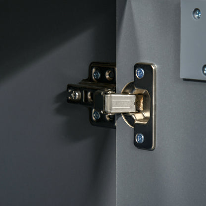 HOMCOM High Gloss Computer Desk with Drawers, Modern Writing Workstation with Storage Cabinet, PC Study Table for Home, Office, Study, Grey