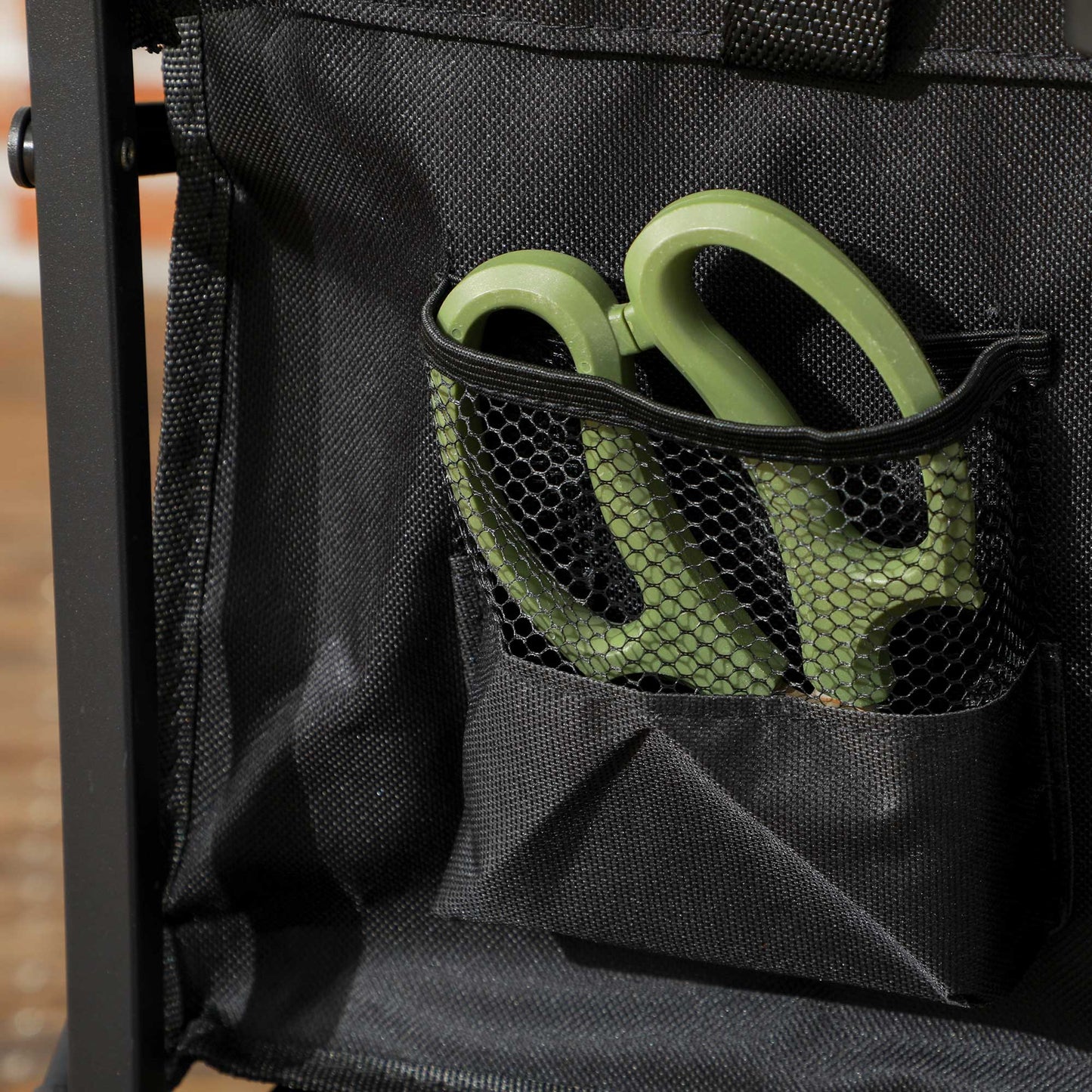 Outsunny Folding Steel Frame Garden Storage Cart, with Wheels and Handle - Black