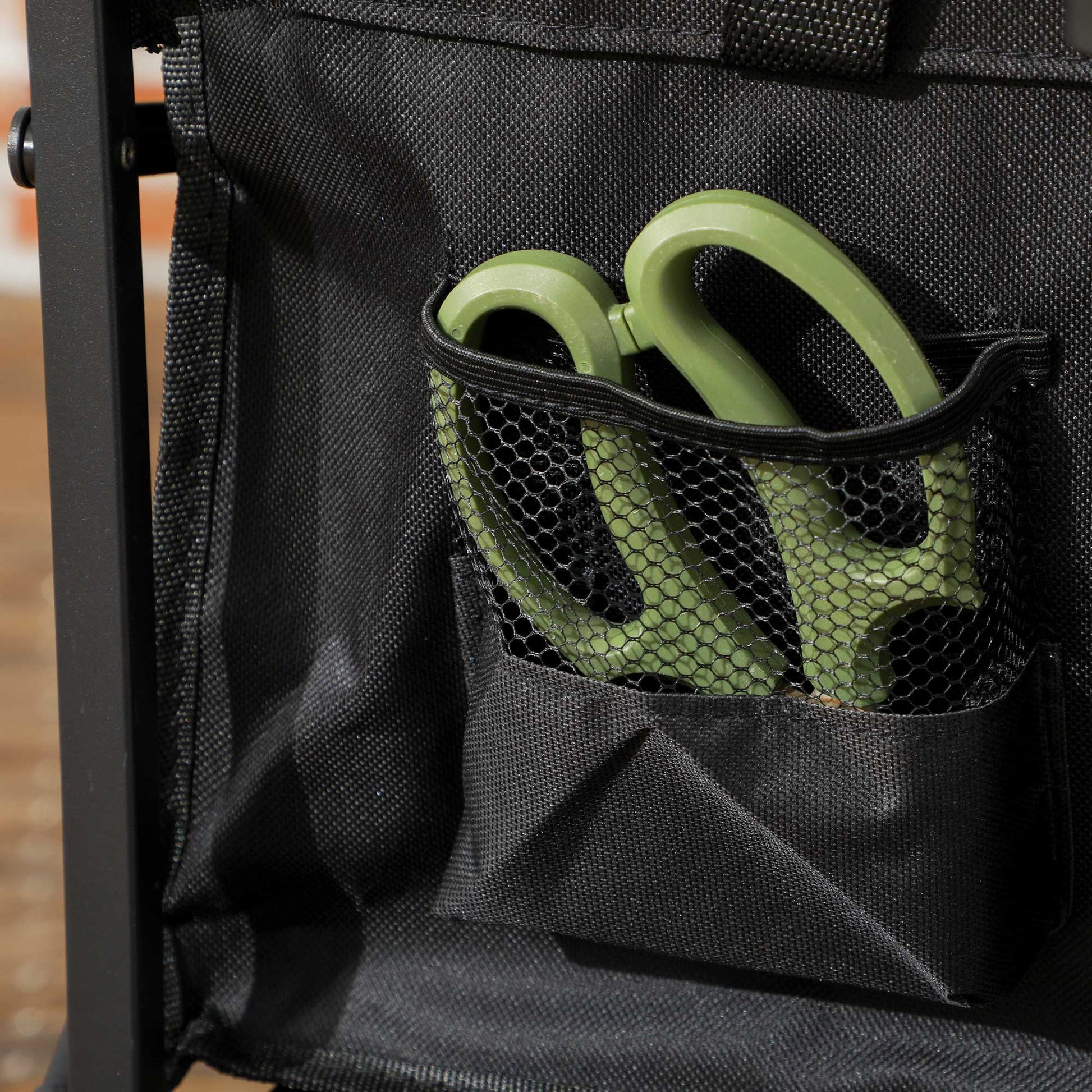 Outsunny Folding Steel Frame Garden Storage Cart, with Wheels and Handle - Black