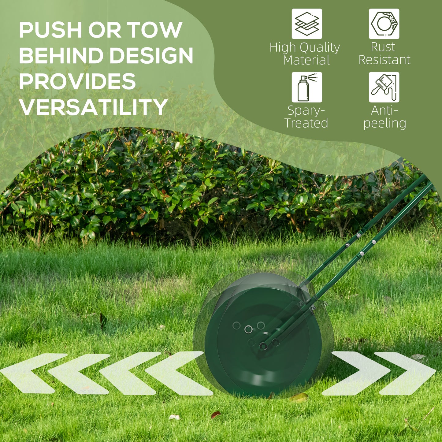 Outsunny 63 L Heavy Duty Water Or Sand Filled ?30cm Garden Steel Lawn Roller Drum - Dark Green
