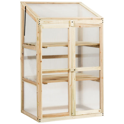 3-Tier Outdoor Wooden Greenhouse for Garden Balcony Backyard