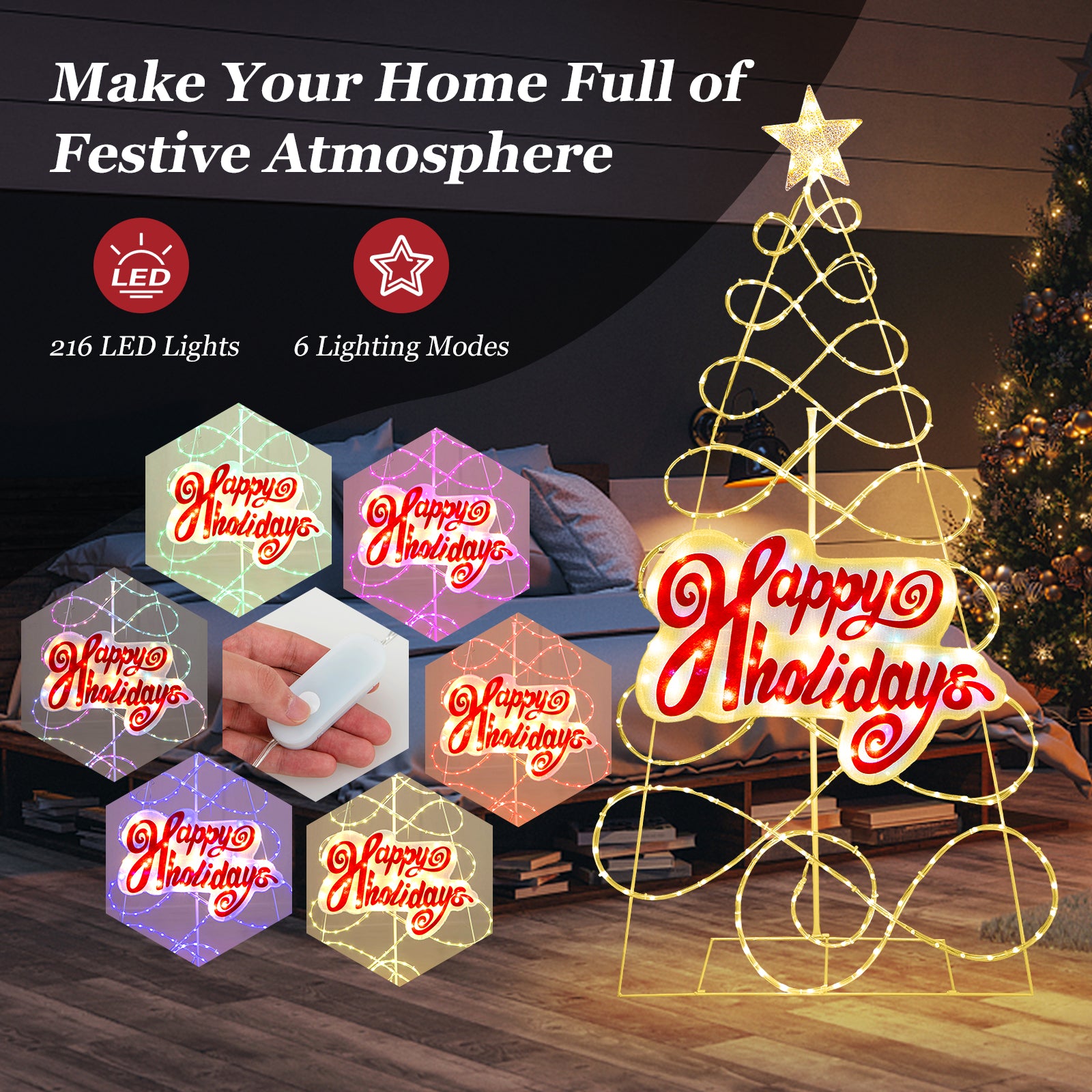 Pre-lit Color Changing Christmas Tree with 6 Lighting Modes