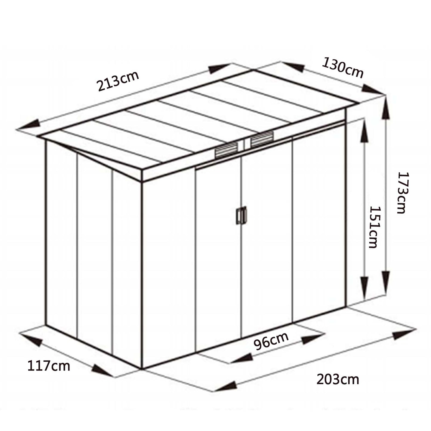 Outdoor Metal Garden Storage Shed with Sloping Roof-Dark Grey