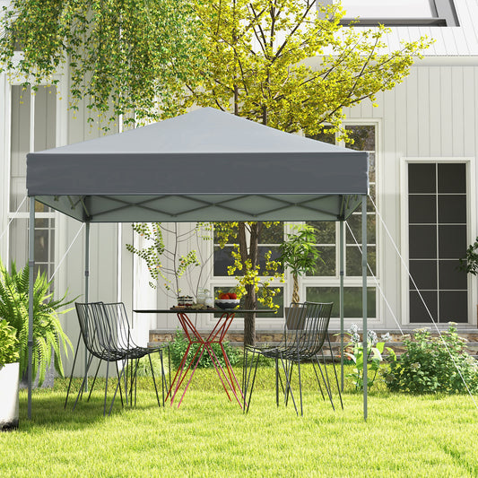 198 x 198 cm Outdoor Pop-up Canopy with Adjustable Heights-Grey