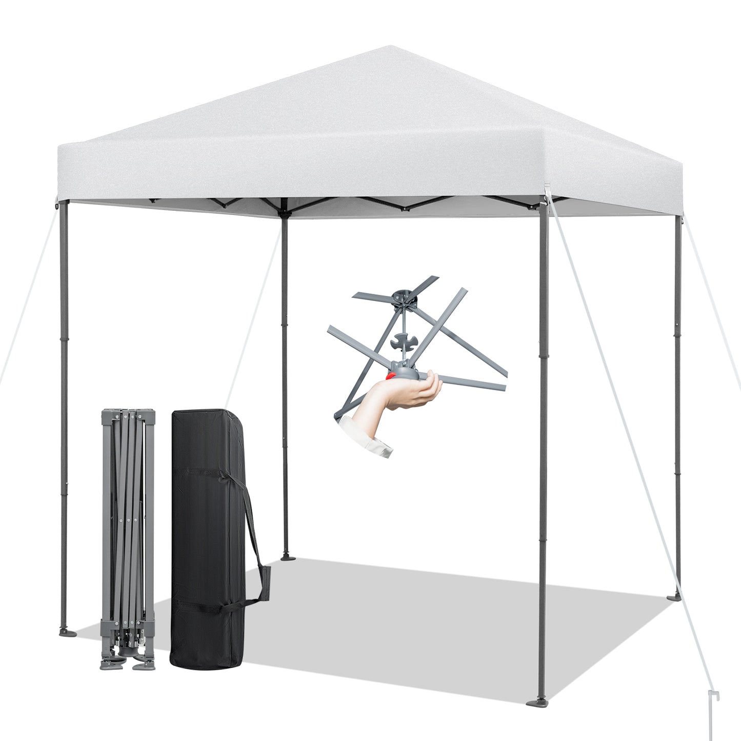 198 x 198 cm Outdoor Pop-up Canopy with Adjustable Heights-White