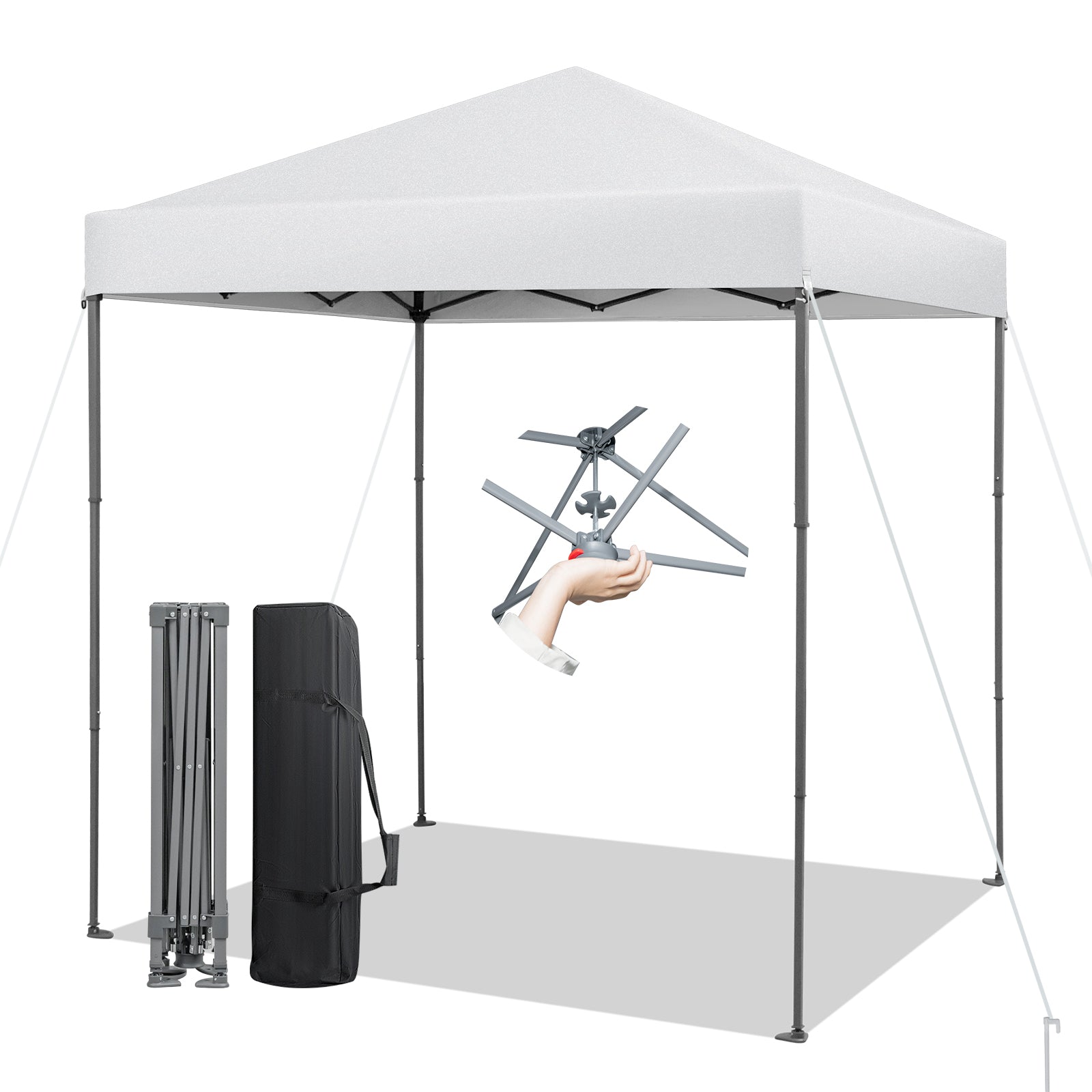 198 x 198 cm Outdoor Pop-up Canopy with Adjustable Heights-White