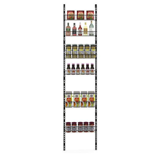 Over The Door Pantry Rack with Metal Wire Baskets and Hooks