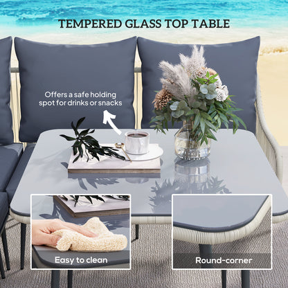 Outsunny Six-Piece Rattan Strong Garden Sofa Set - Grey