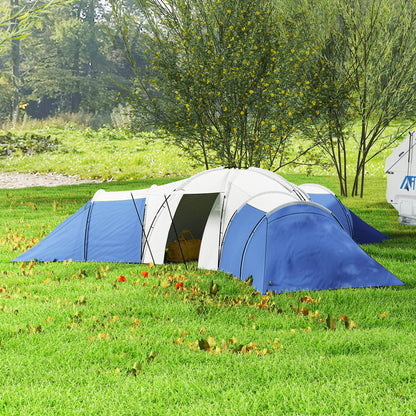 Outsunny 6-9 Man Tent with Bedrooms and Living Room, Accessories Included, Blue