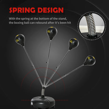 HOMCOM Punching Bag with Stand, Free Standing Boxing Bag Set, Speed Bag with Adjustable Height for Teens & Adults, Black, Gold