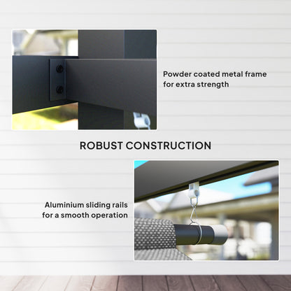 Outsunny 3 x 4m Metal Pergola with Retractable Roof and Roller Shade, Wall-Mounted or Free Standing Garden Gazebo Canopy Pergola Kit, UPF30+ Outdoor Sun Shade Shelter, Grey