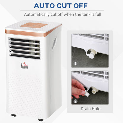 HOMCOM 7000 BTU 4-In-1 Compact Portable Mobile Air Conditioner Unit Cooling Dehumidifying Ventilating w/ Fan Remote LED Display 24 Hr Auto Shut-Down