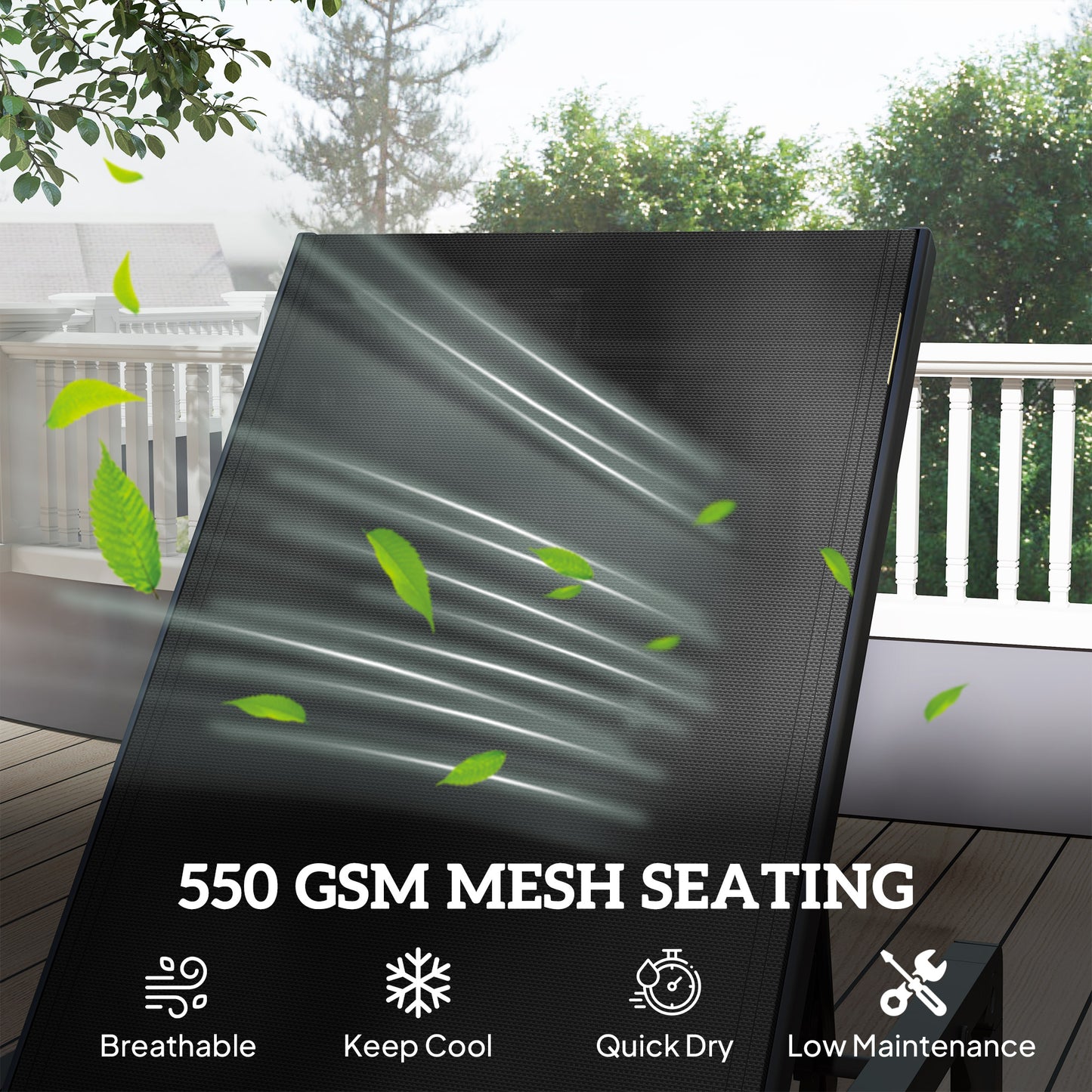 Outsunny Folding Sun Lounger, 5-Position Adjustable Garden Chaise Lounge Sunbed, Steel Frame Reclining Chair for Beach, Porch, Patio, Camping, Black