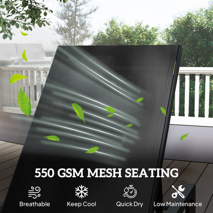 Outsunny Folding Sun Lounger, 5-Position Adjustable Garden Chaise Lounge Sunbed, Steel Frame Reclining Chair for Beach, Porch, Patio, Camping, Black