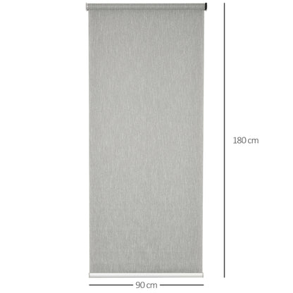 HOMCOM WiFi Smart Roller Blinds Window UV Privacy Protection with Rechargeable Battery, Electric Shades Blind Easy Fit Home Office, Grey, 90 x 180cm