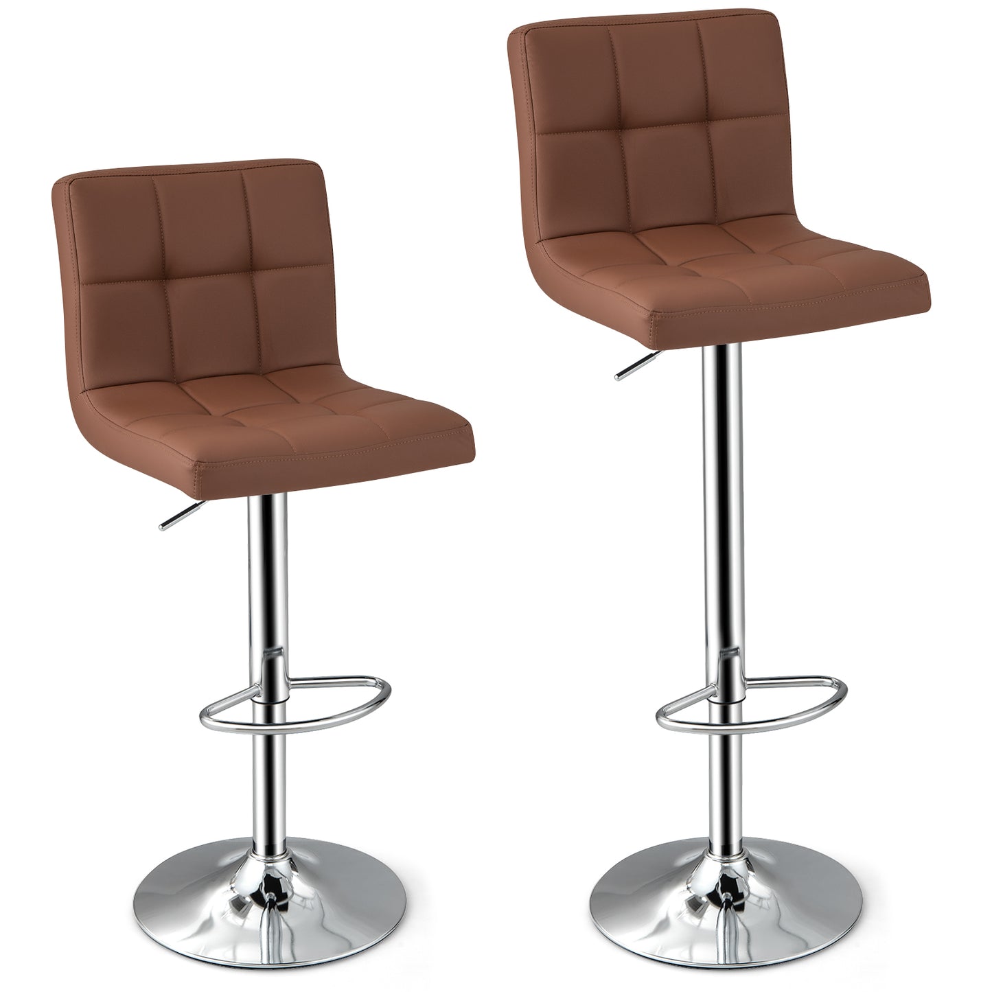 PU Leather Bar Chairs with Adjustable Height for Kitchen Island and Pub-Coffee