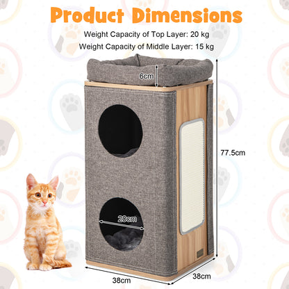 Modern Barrel-Shaped Cat Condo Furniture for Indoor Cats-Grey
