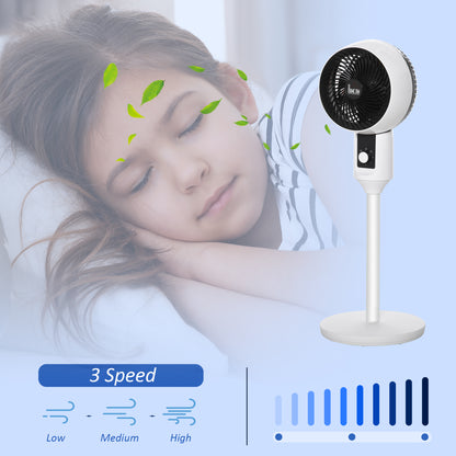 HOMCOM 32'' Air Circulator Fan 3 Speed, 70° Oscillation 90° Vertical Tilt, Round Base, Carry Handle, for Living Room, Bedroom, Office, Black and White