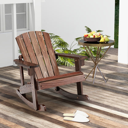 Patio Adirondack Rocking Chair with High Backrest-Coffee