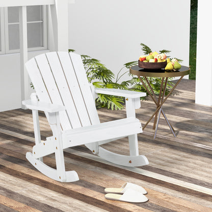 Patio Adirondack Rocking Chair with High Backrest-White
