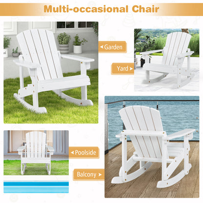 Patio Adirondack Rocking Chair with High Backrest-White