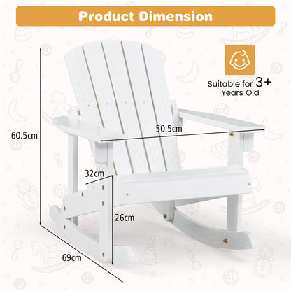 Patio Adirondack Rocking Chair with High Backrest-White