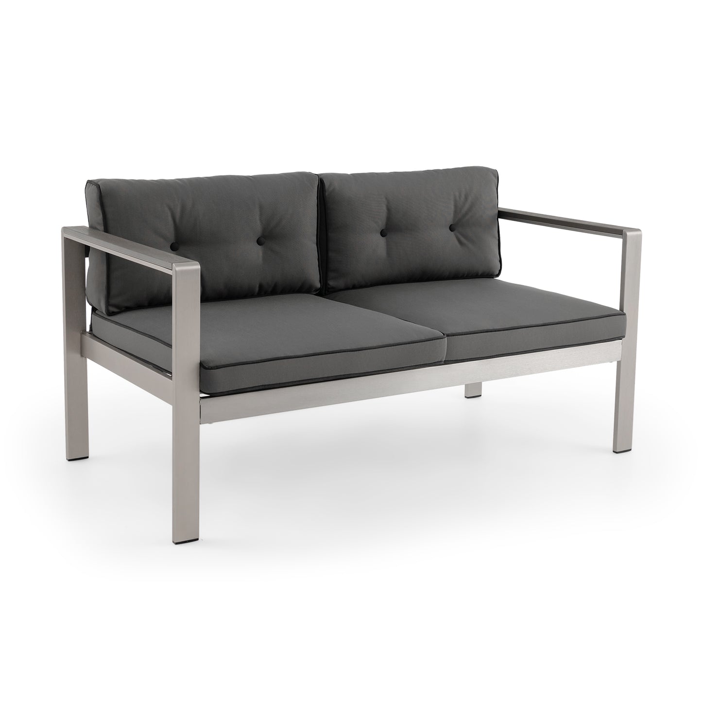 Patio Aluminum Loveseat Sofa 2-Person Chair with Cushions-Grey
