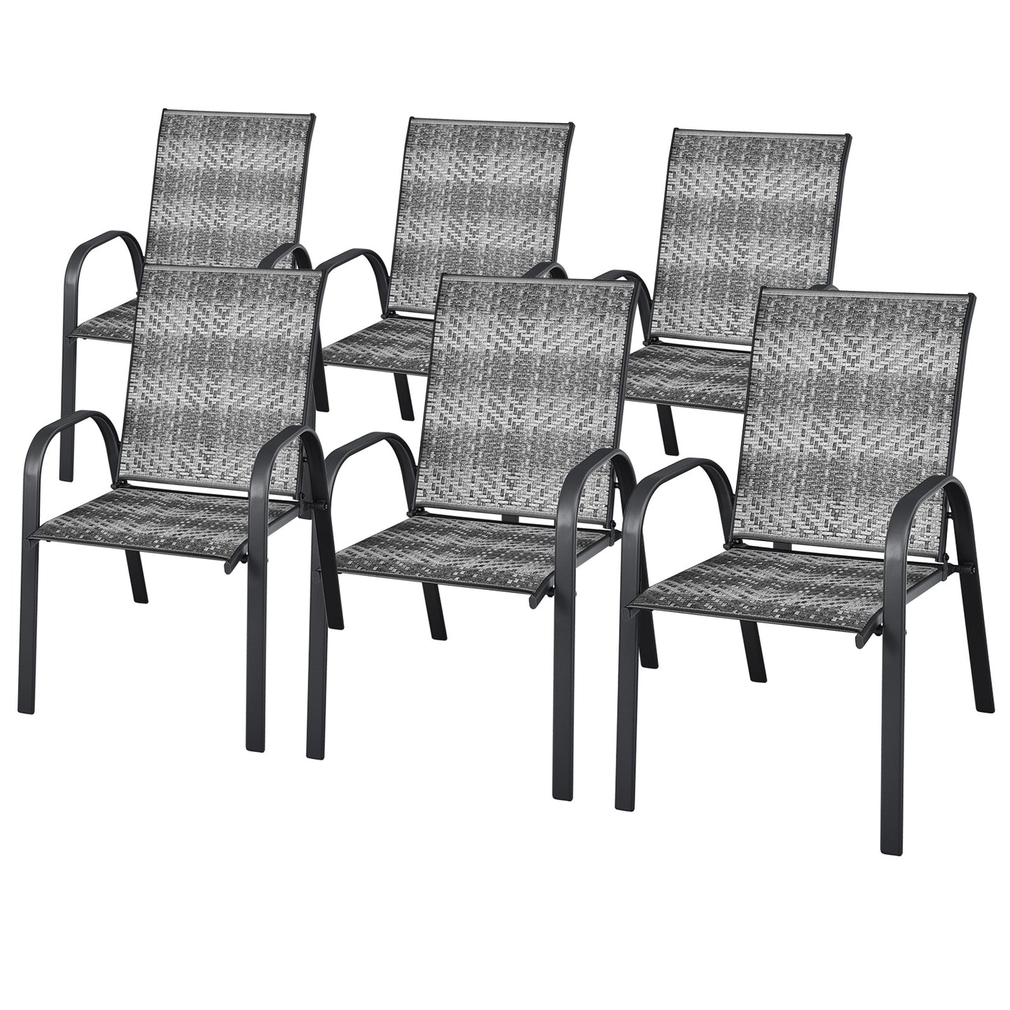 Outdoor PE Wicker Stacking Dining Chairs-Grey