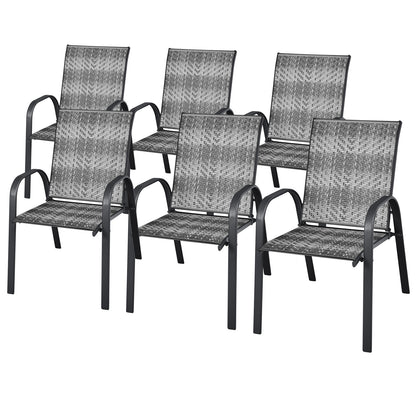 Outdoor PE Wicker Stacking Dining Chairs-Grey