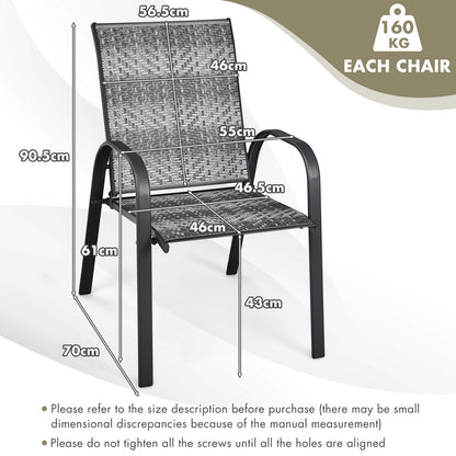 Outdoor PE Wicker Stacking Dining Chairs-Grey