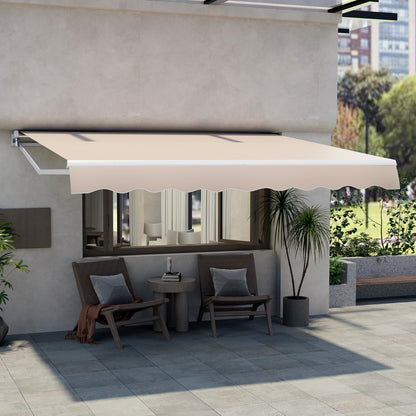 3.6 x 3 m Patio Retractable Awning with Manual Crank Handle-Beige