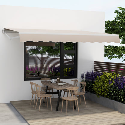 3.6 x 3 m Patio Retractable Awning with Manual Crank Handle-Beige