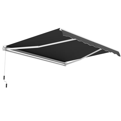 3.6 x 3 m Patio Retractable Awning with Manual Crank Handle-Grey