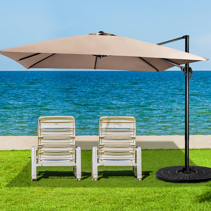 Patio Umbrella Square Offset with Cross Base and Tilt Adjustable-Coffee