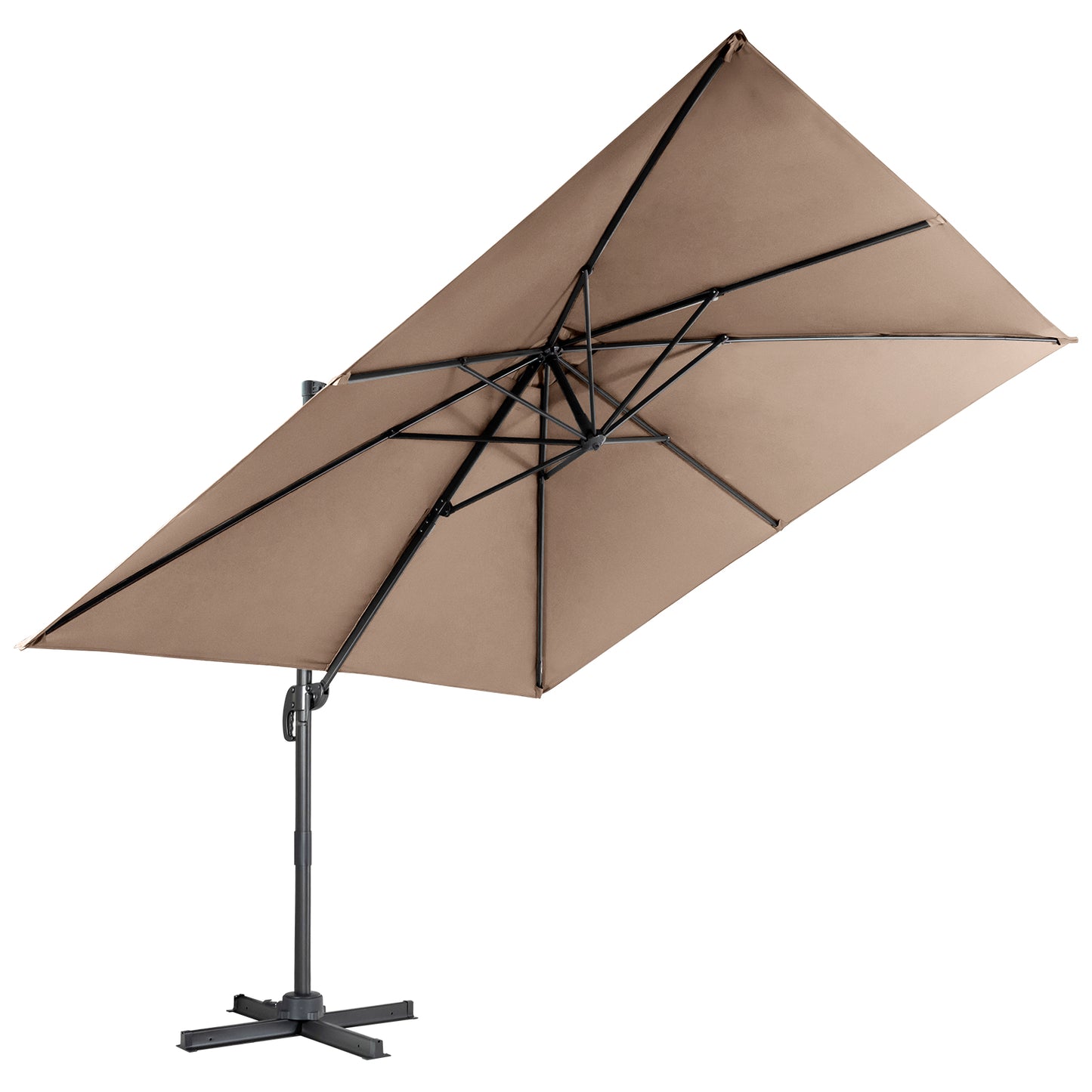 Patio Umbrella Square Offset with Cross Base and Tilt Adjustable-Coffee